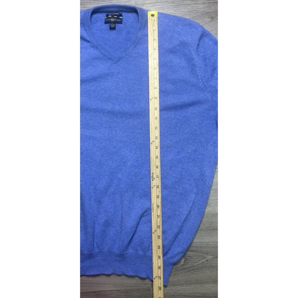 Club Room Men's Soft Cashmere V-neck Sweater Blue Size L Quiet Luxury Preppy - Picture 5 of 7